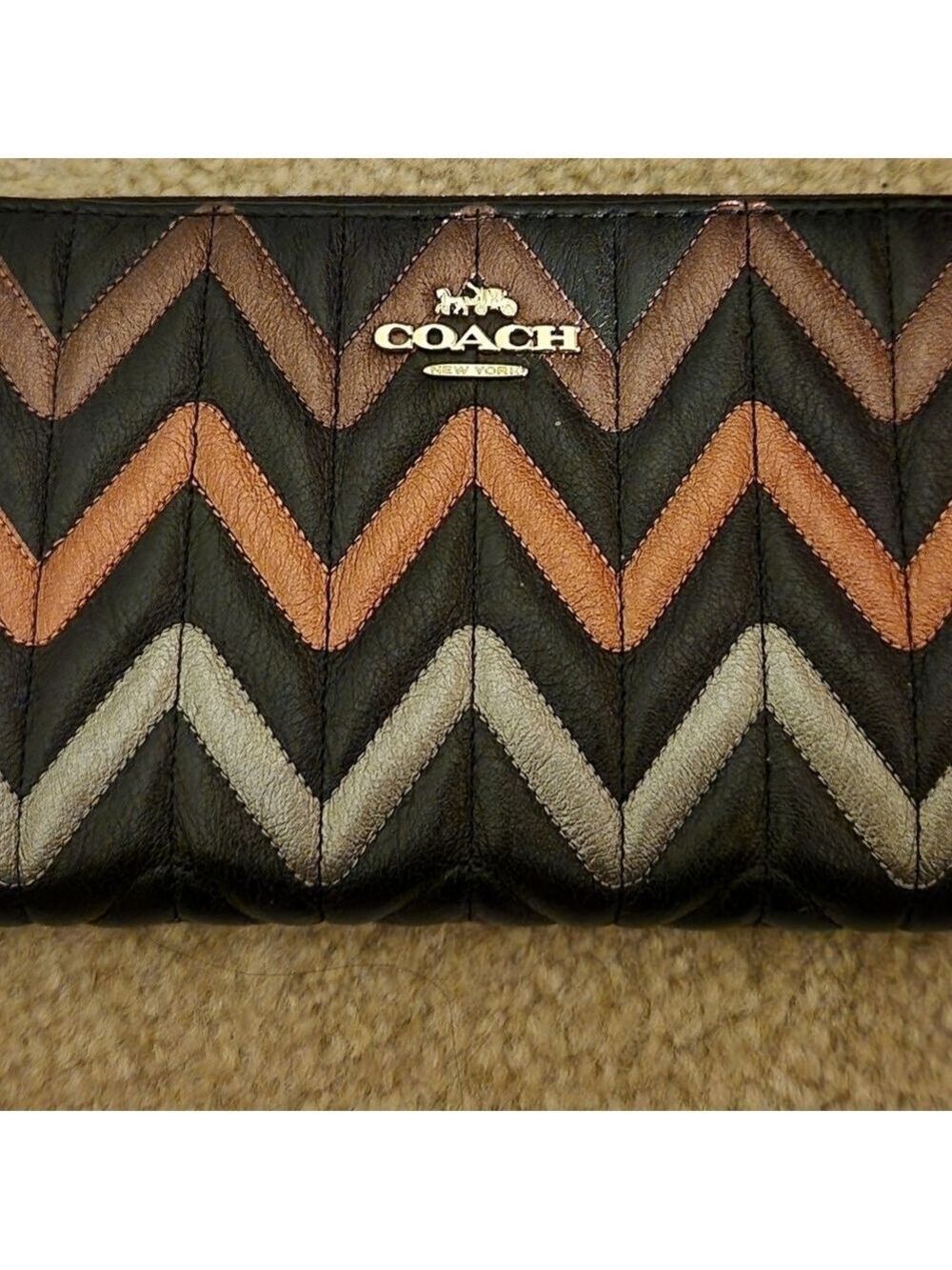 NWT COACH Women's Long Zip Around Wallet in Metallic Ombre Quilted Leather